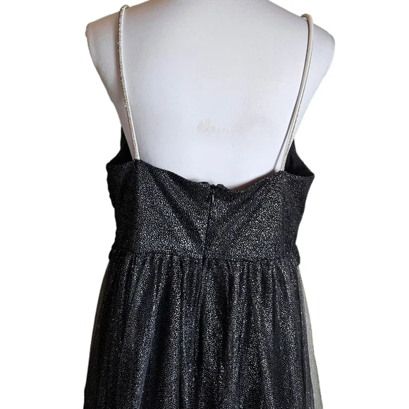 Ever Pretty Black Glittery Tulle Maxi Gown Size 4XL Spaghetti Strap Formal Dress - Picture 11 of 16